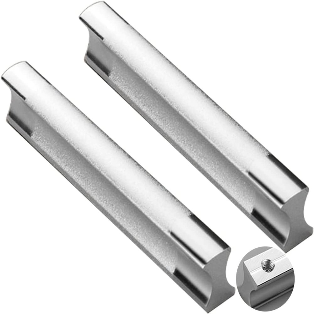 Kitchen Cabinet Handles, 2 Matte Silver Aluminum Drawer Pulls, 64 mm Hole Spacing