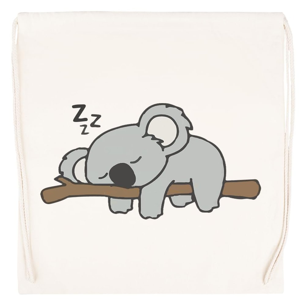 Vendax Cute Sleeping Koala Beige Drawstring Gym Bag