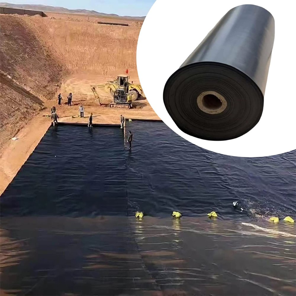 KUBAOS HDPE Pond Liner, Waterproof Membrane for Koi and Garden Ponds, Black, 3 x 4 m