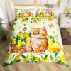 Cute Cat Lemon Summer Duvet Cover Set for Kids view 1