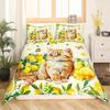 Cute Cat Lemon Summer Duvet Cover Set for Kids view 2
