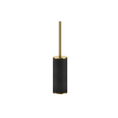 Gessi Inciso Freestanding Toilet Brush Set, Matte Black Container, 58544, Brushed Brass PVD