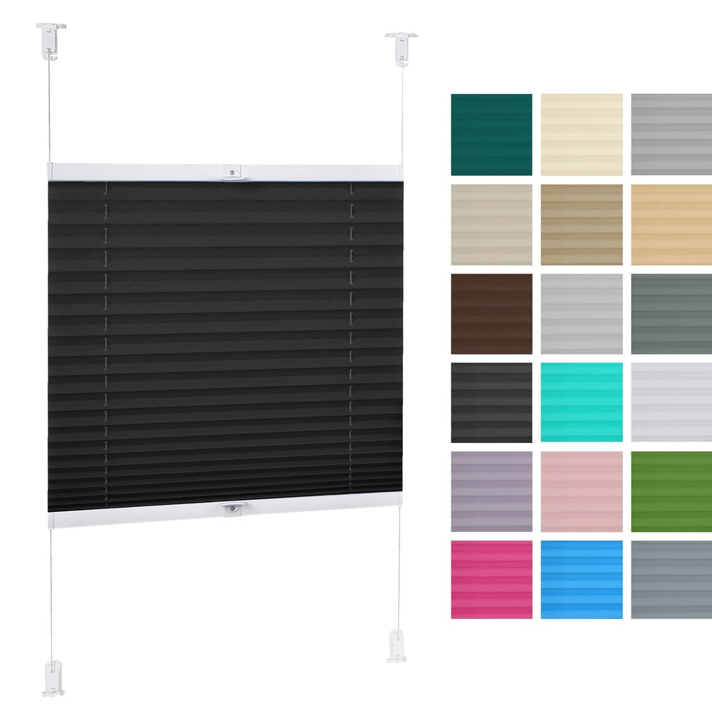 DECOOR No-Drill Thermal Pleated Blind 160 x 100 cm, Black