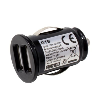 Dual USB Car Adapter Compatible with Siswoo I8 Panther, 2100 mA, Auto-ID
