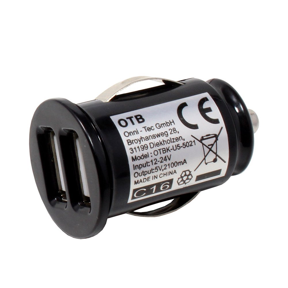 Dual USB Car Adapter Compatible with Siswoo I8 Panther, 2100 mA, Auto-ID