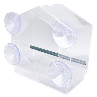 Fdit Outdoor Window Bird Feeder, Transparent Sturdy Acrylic with 4 Strong Suction Cups