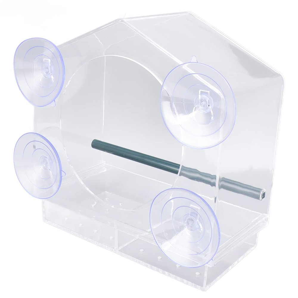 Fdit Outdoor Window Bird Feeder, Transparent Sturdy Acrylic with 4 Strong Suction Cups