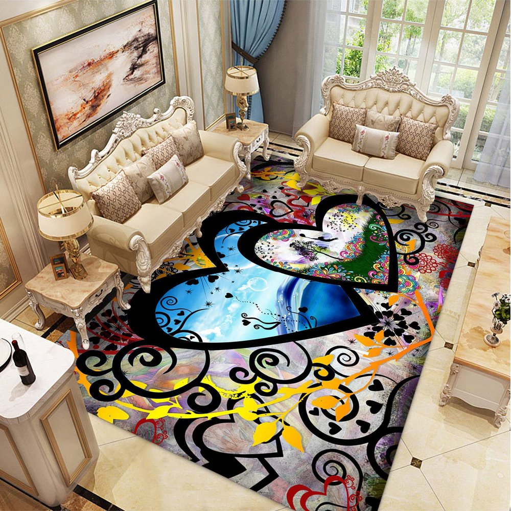 Xisnuient Soul Colorful Fantasy Art Pattern Girls' Bedroom Non-Slip Area Rug, Pattern 1 (160 x 200 cm)