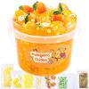 LAWOHO Clear Slime, 10.2 oz Mango Jelly Cube Glitter Fluffy Slime for Kids Ages 6–10 view 1