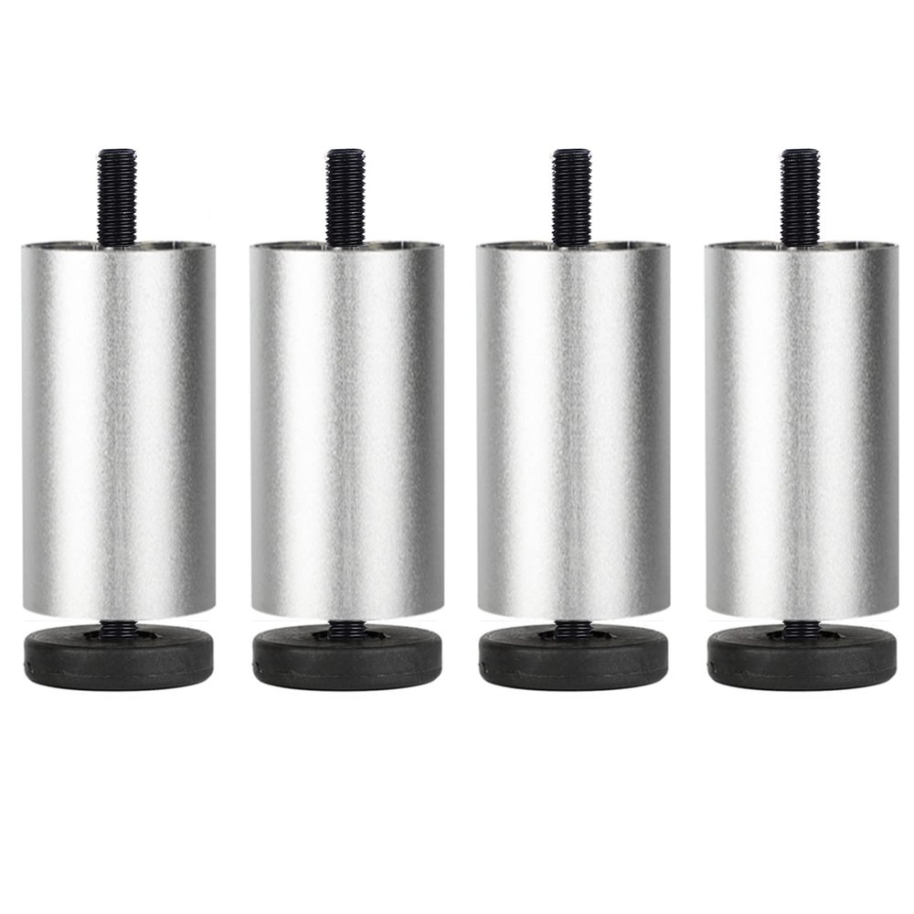 4 Aluminum Furniture Legs, 8 cm, Silver, M6 Thread, Height-Adjustable