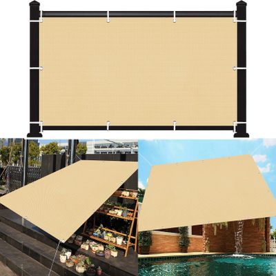 Rectangular Breathable Shade Sail 4.5 x 6 m, UV and Wind Protection, with Grommets and Free Rope, Yellow