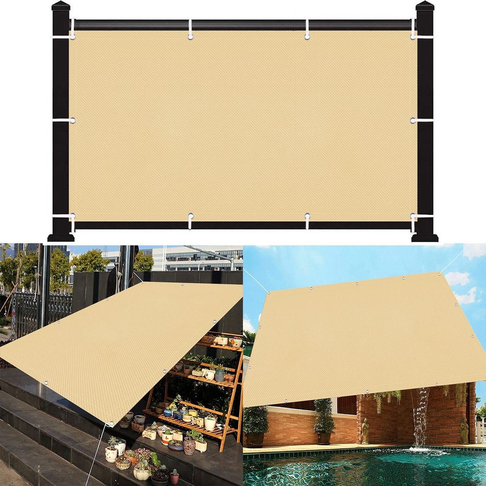 Rectangular Breathable Shade Sail 4.5 x 6 m, UV and Wind Protection, with Grommets and Free Rope, Yellow