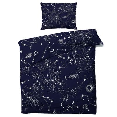 ZDABAOEC Galaxy Kids' Duvet Cover Set 135 x 200 cm, Constellation Design, 2-Piece Set