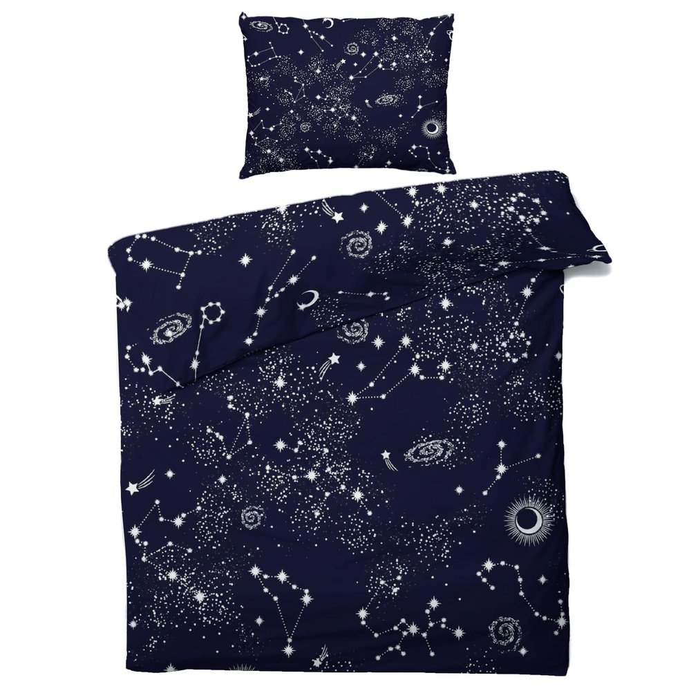 ZDABAOEC Galaxy Kids' Duvet Cover Set 135 x 200 cm, Constellation Design, 2-Piece Set