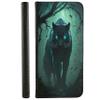 Huawei P20 Faux Leather Flip Case, Design 3534 Black Panther in the Forest with Blue Eyes view 1