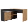 3xE Living L-Shaped Desk with 3 Drawers, 51 x 130 x 76 cm, Anthracite & Artisan Oak, Freestanding view 4