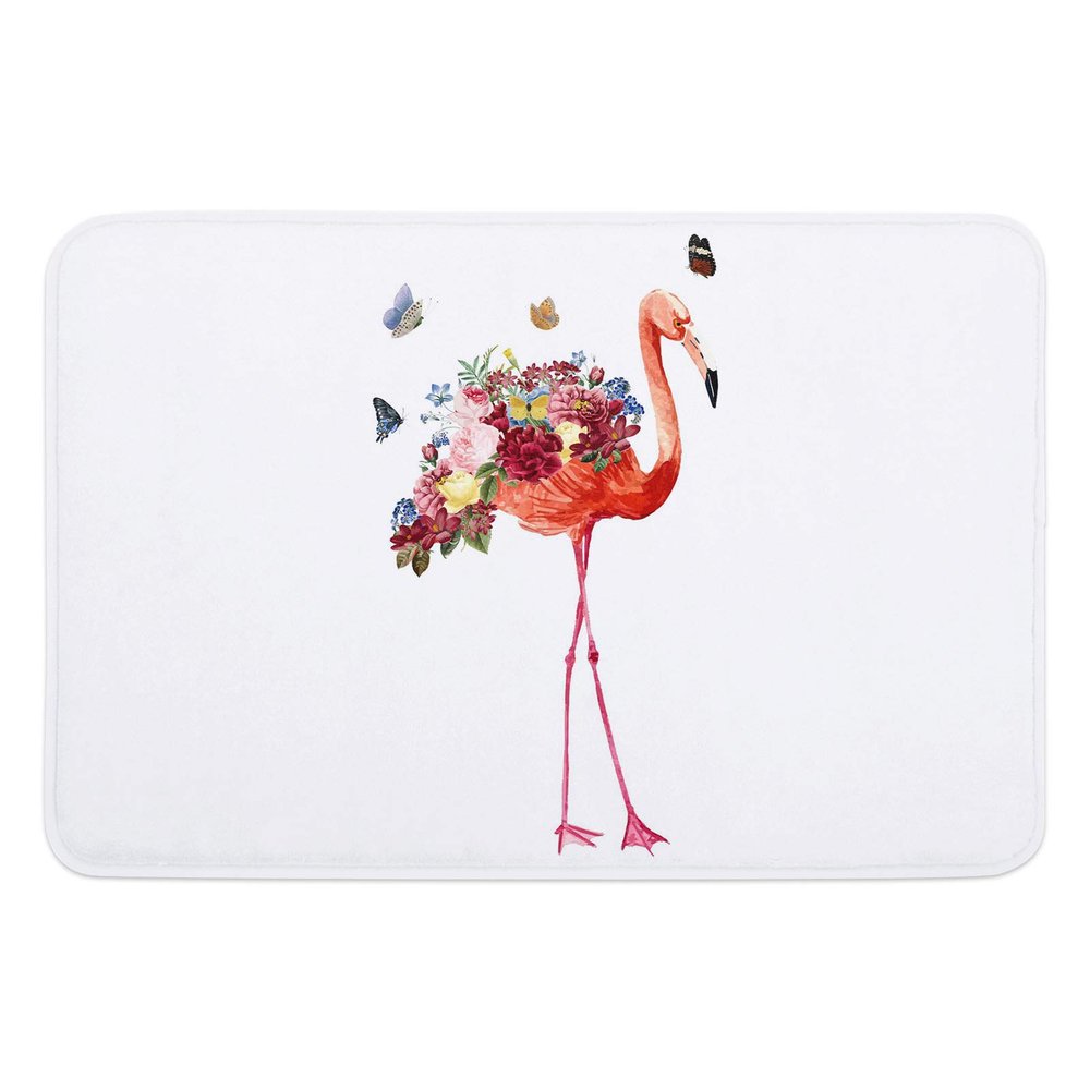 IUBBKI Flamingo Watercolor Floral Butterfly Doormat, 16 x 24 in