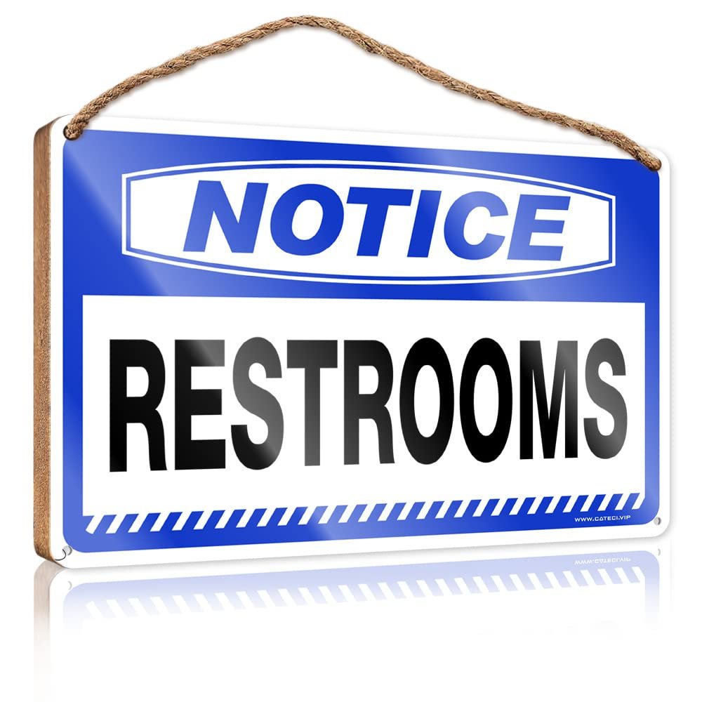 Rustic Bathroom Sign with Left Arrow, 23 x 35 cm