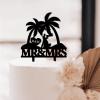 Funlucy Bride and Groom Under Palm Tree Cake Topper, Personalized Mr. and Mrs. Decoration view 2