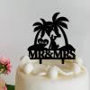 Funlucy Bride and Groom Under Palm Tree Cake Topper, Personalized Mr. and Mrs. Decoration view 3