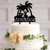 Funlucy Bride and Groom Under Palm Tree Cake Topper, Personalized Mr. and Mrs. Decoration view 4
