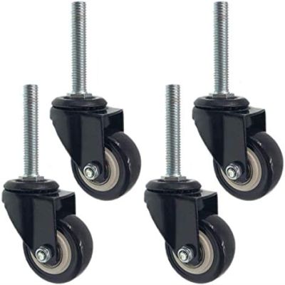 OUTS 2-Inch Swivel Stem Casters, Threaded, Polyurethane, Double Bearing, 150 kg Capacity, 4-Pack, M10