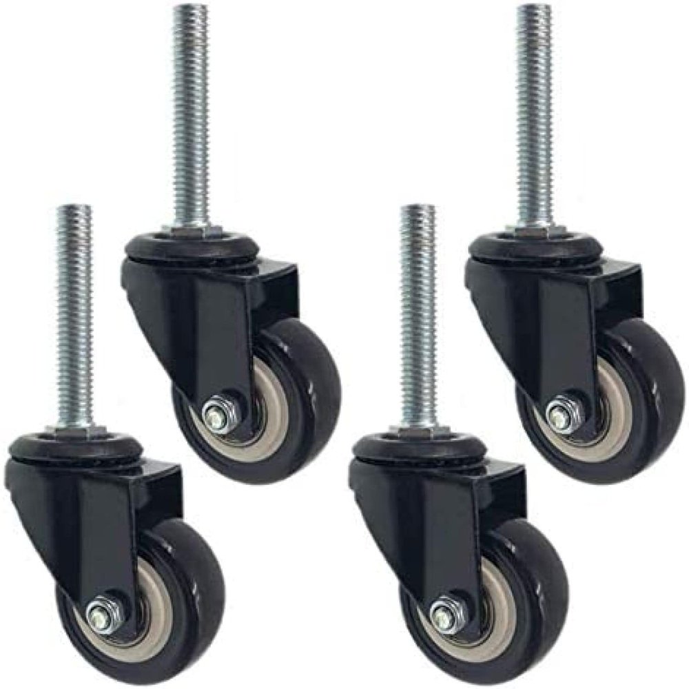 OUTS 2-Inch Swivel Stem Casters, Threaded, Polyurethane, Double Bearing, 150 kg Capacity, 4-Pack, M10