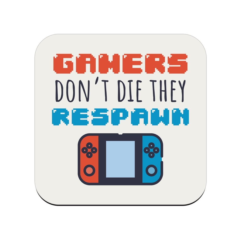 Cork Coaster Gamers Don't Die They Respawn Retro Gaming Arcade, 1 Pc. (95 x 95 mm)
