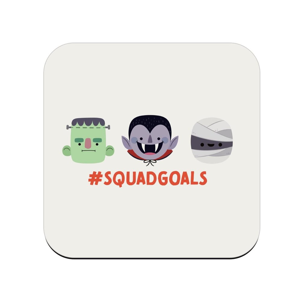 Cork Coaster Squad Goals Little Monsters Halloween Vampire Zombie Mummy, 1 pc. (95 x 95 mm)