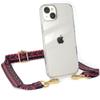 EAZY CASE Phone Lanyard with Silicone Case, Adjustable Strap for iPhone 14 Plus, Pink/Blue/Gold view 1