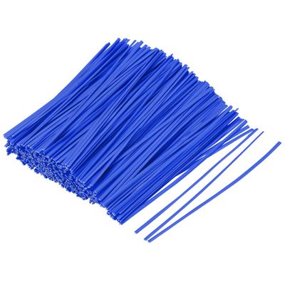 LJFMDLN 500 Metallic Twist Ties, 100 mm x 2 mm, Blue Plastic