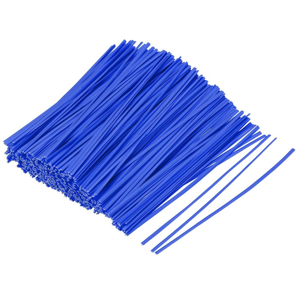 LJFMDLN 500 Metallic Twist Ties, 100 mm x 2 mm, Blue Plastic