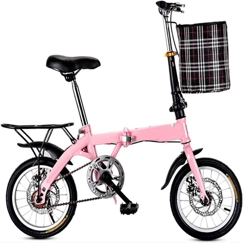 ZLYJ 14/16-Inch Folding Bike, Single-Speed Adult Bicycle with Front and Rear Disc Brakes