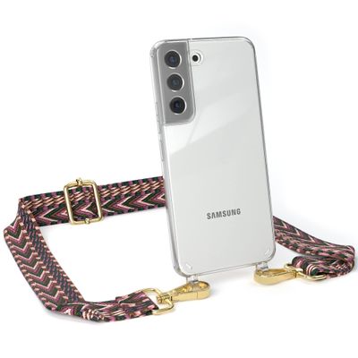 EAZY CASE Phone Lanyard for Galaxy S22 5G – Adjustable Strap, Berry Pink Gold