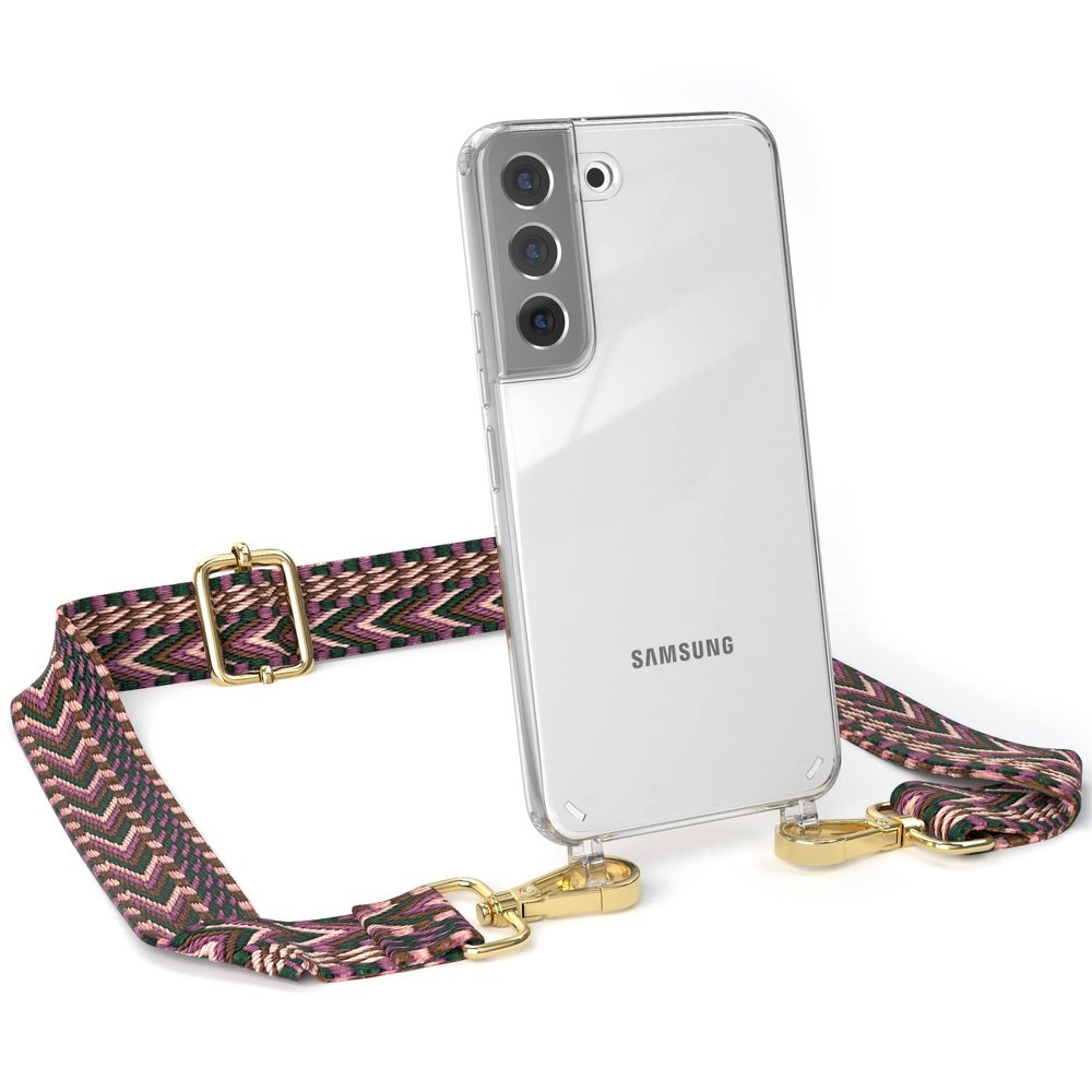 EAZY CASE Phone Lanyard for Galaxy S22 5G – Adjustable Strap, Berry Pink Gold