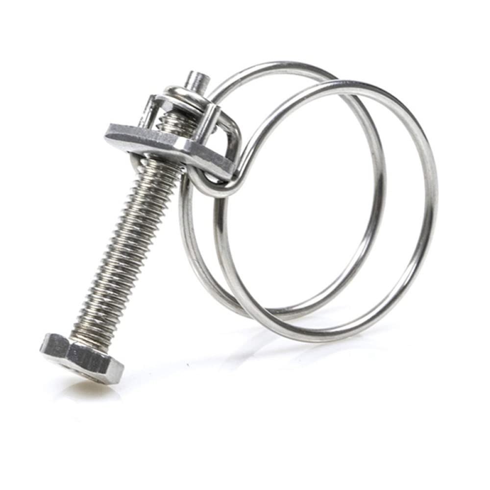 1/5-Piece 304 Stainless Steel Double-Wire Hose Clamps, 10–120 mm
