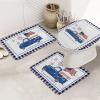 3-Piece Farm Truck Freedom Flag Buffalo Plaid Bathroom Rug Set view 1