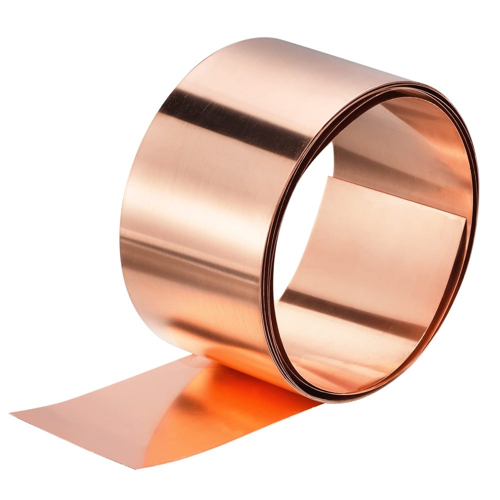 sourcing map Copper Flashing Roll, 3500 x 100 x 0.1 mm, 99.9% Pure Copper, for Electrical DIY Projects