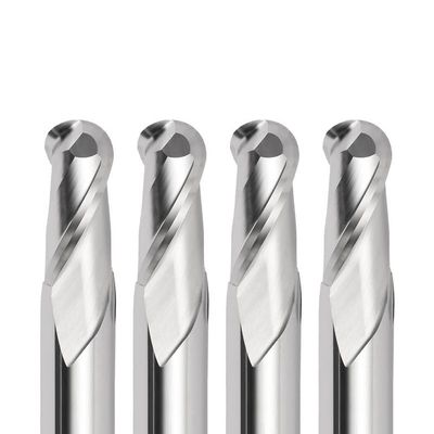 2-Flute HRC45/HRC55 Ball Nose End Mills, R0.5–R4