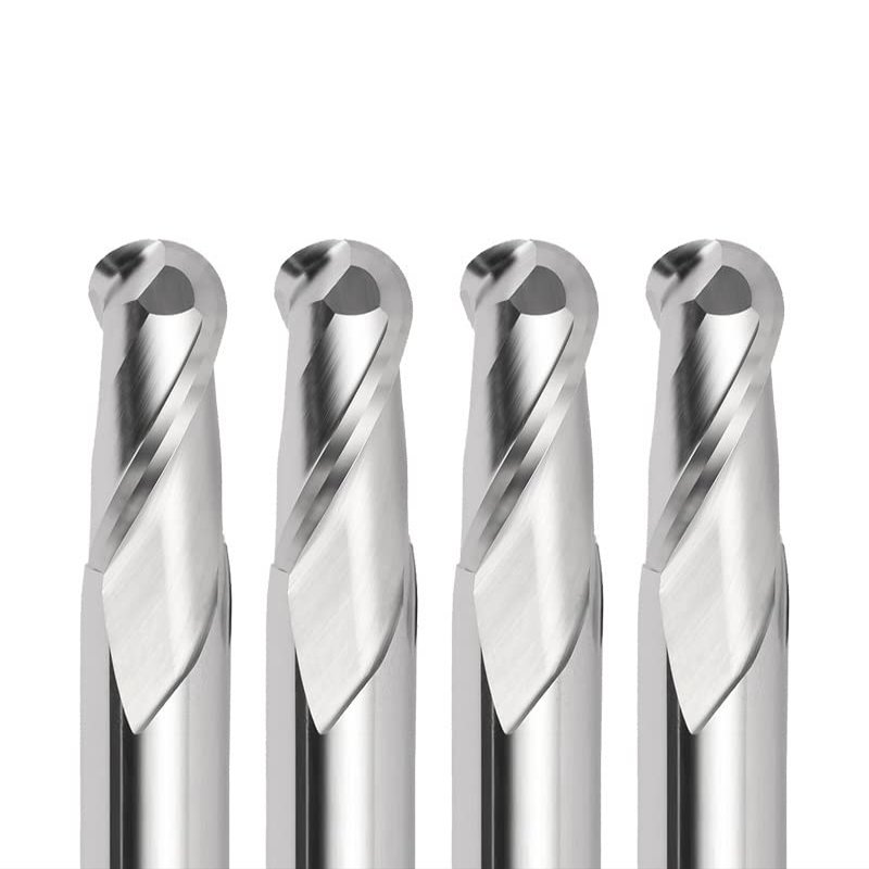 2-Flute HRC45/HRC55 Ball Nose End Mills, R0.5–R4