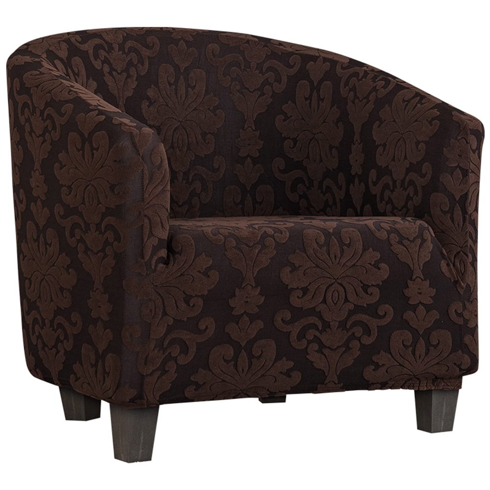 YOPOIY Stretch Jacquard Club Chair Slipcover, Removable and Machine Washable, Dark Brown