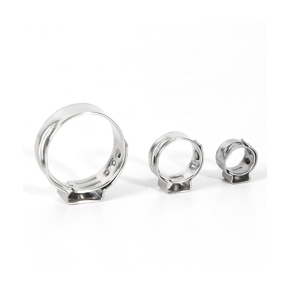 SEIDER 25-Piece Single-Ear Stepless Hose Clamp Set, 5.3–21.0 mm, 304 Stainless Steel, 14.6–17.8 mm