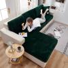 Stretch Velvet Sofa Seat Cushion Cover, Green Chaise X 160–200 cm view 3