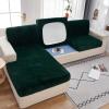 Stretch Velvet Sofa Seat Cushion Cover, Green Chaise X 160–200 cm view 4