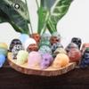 HXSCOO 1.2-Inch Skull Statue, Healing Crystal Skull, Carved Gemstone Decor (Green Ruby) view 2