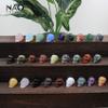 HXSCOO 1.2-Inch Skull Statue, Healing Crystal Skull, Carved Gemstone Decor (Green Ruby) view 4