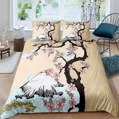 XPINGO Cherry Blossom Kids' Bedding Set, 135 x 200 cm, 2-Piece, 100% Microfiber