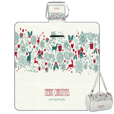 TropicalLife Merry Christmas Square Waterproof Foldable Picnic Blanket