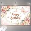 Watercolor Floral Birthday Backdrop for Baby Girl, 150 cm view 1