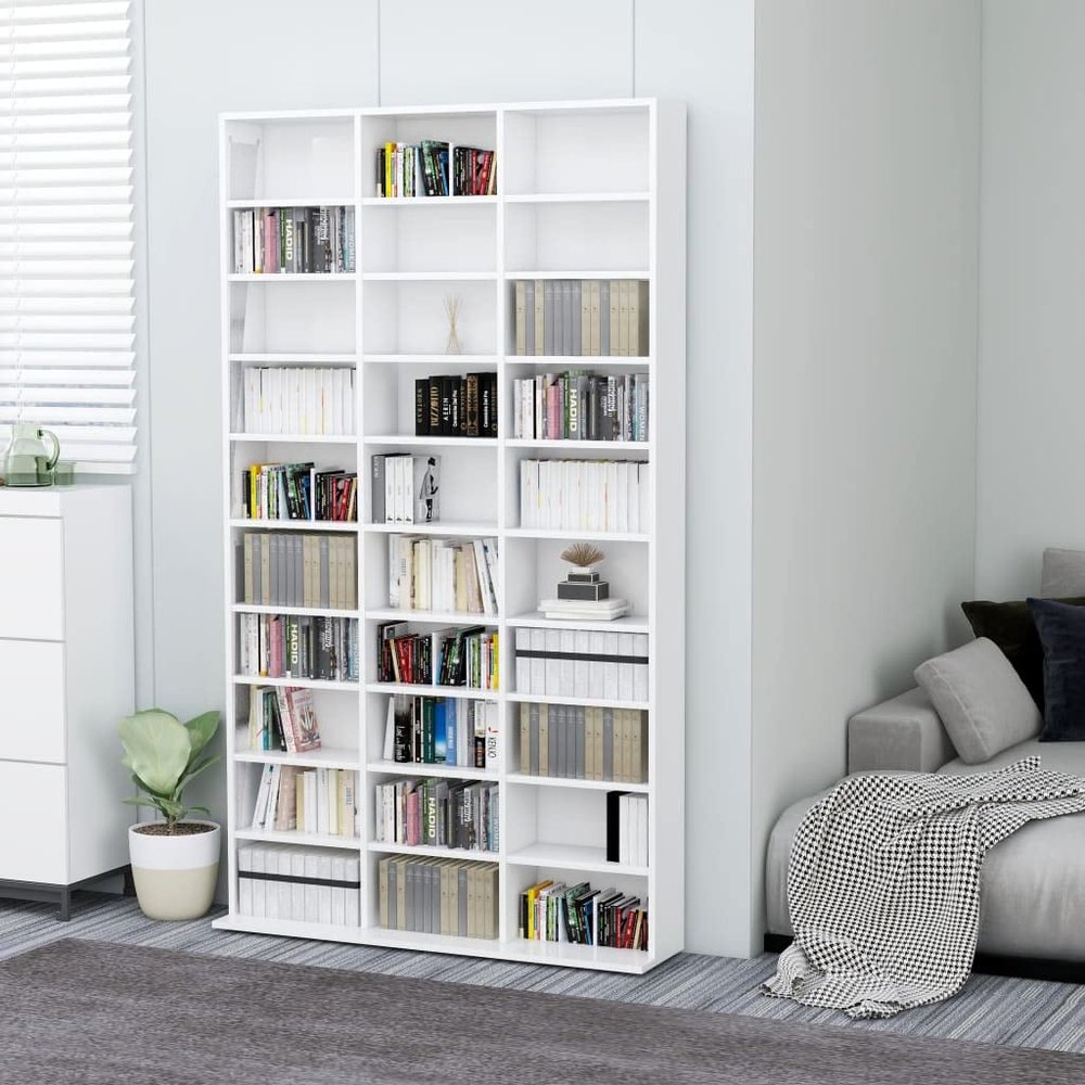 LIFTRR Furniture with CD Cabinet, High-Gloss White, 102 x 16 x 177.5 cm
